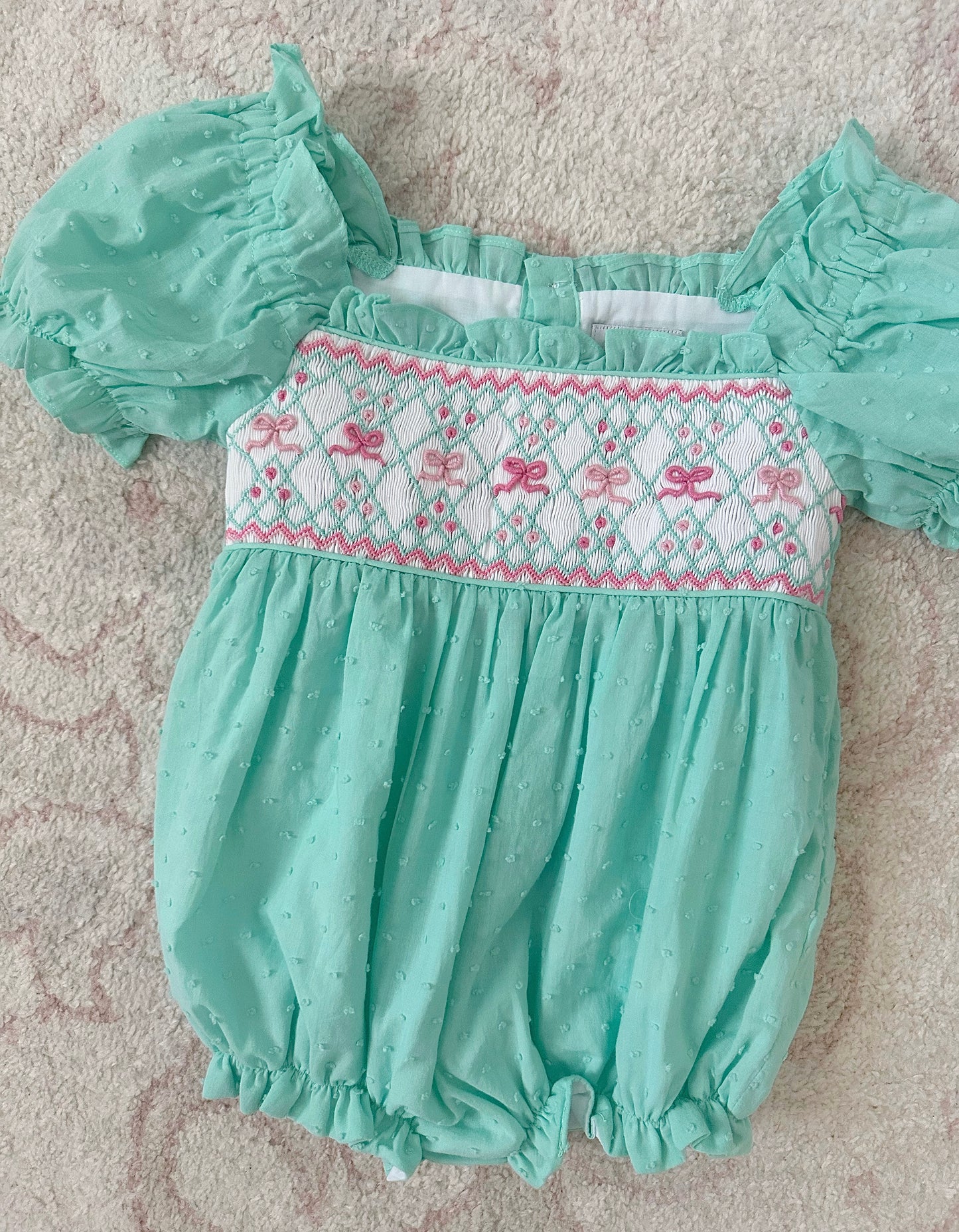 PREORDER: Mint Swiss Dot Bows Dress (January TAT)