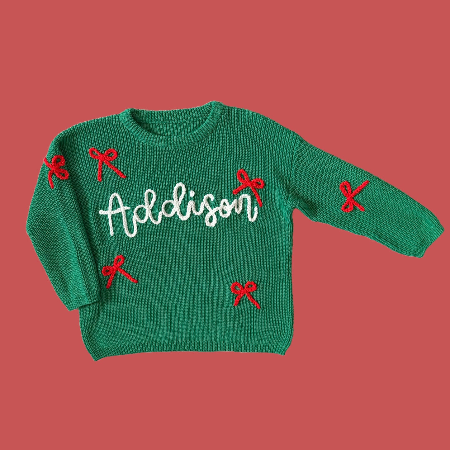 PREORDER: Custom Name Christmas Bow Sweater - Girl (November TAT)