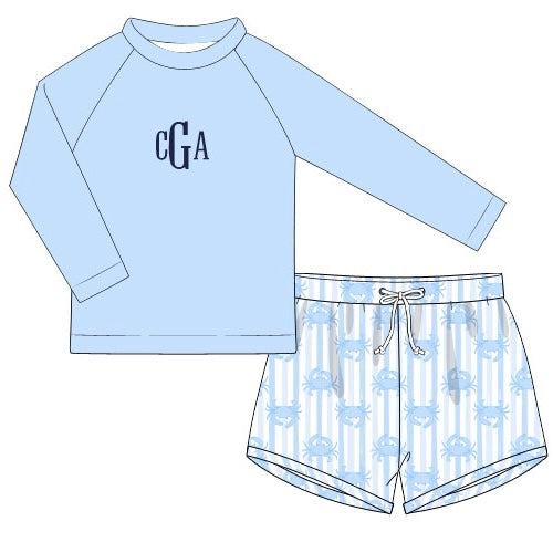 CUSTOM PREORDER: Custom Name Blue Crab Boy Swimsuit