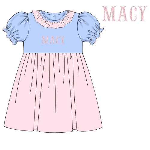 CUSTOM PREORDER: Custom Name French Knot Dress
