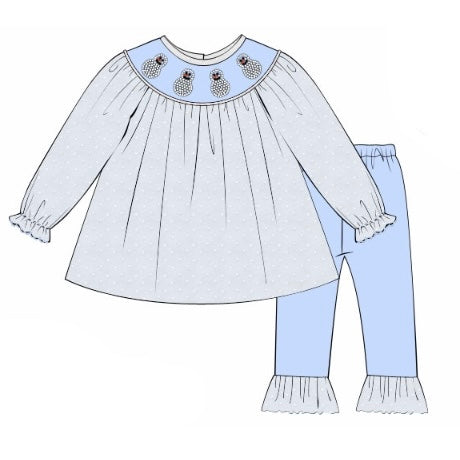 PREORDER: Beaded Snowman Pants Set (November TAT)