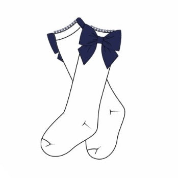 White with Navy Bow Socks