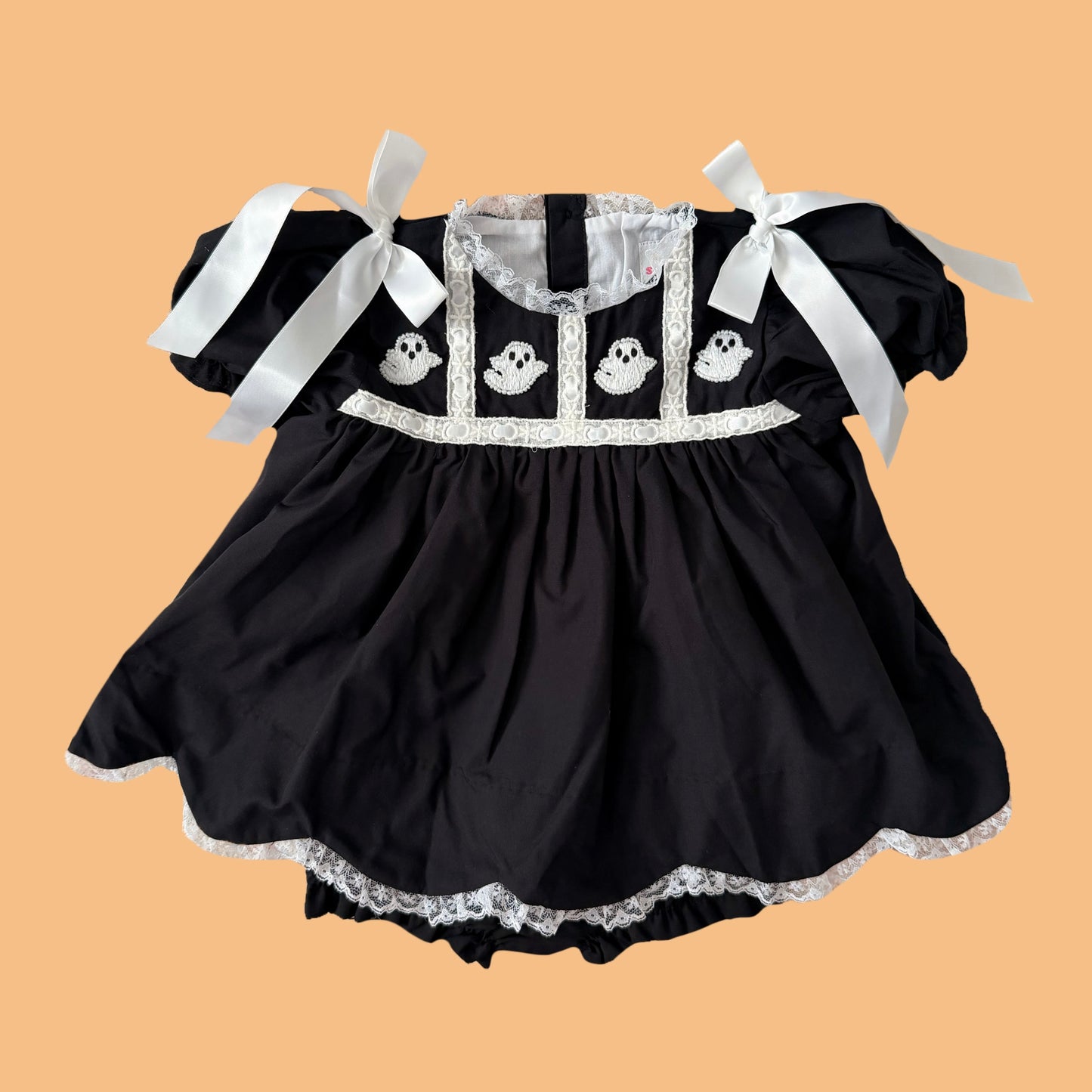 Beaded Outlined Ghost Heirloom Diaper Set