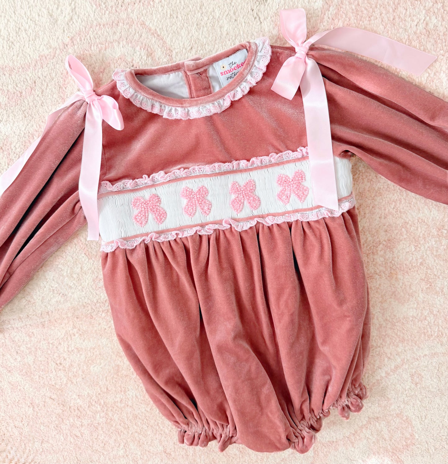 PREORDER: Sadie’s Pink Velvet Beaded Bow Bubble (December TAT)