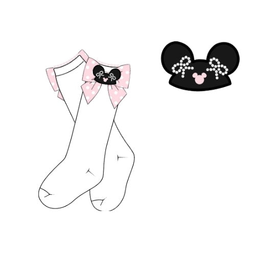 Beaded Bows Mouse Ears Socks