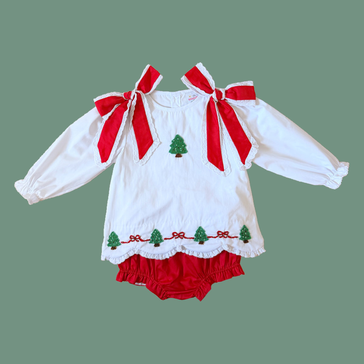 Beaded Christmas Tree Diaper Set
