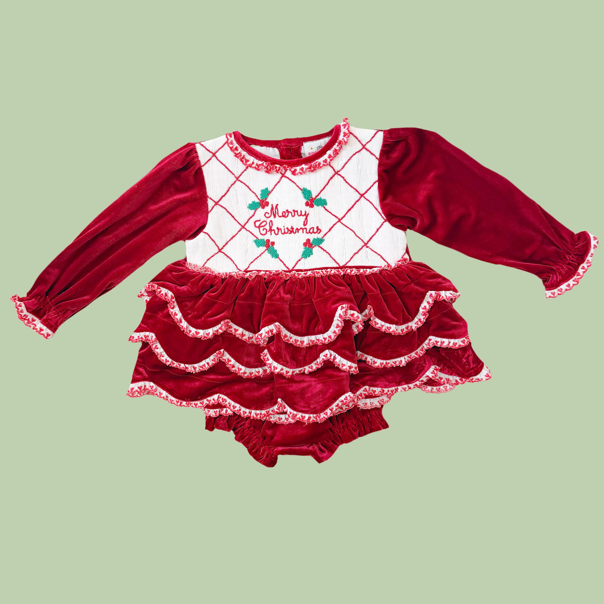 Merry Christmas Velvet Diaper Set