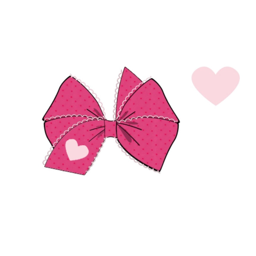 PREORDER: Hot Pink with Beaded Heart Bow (December TAT)