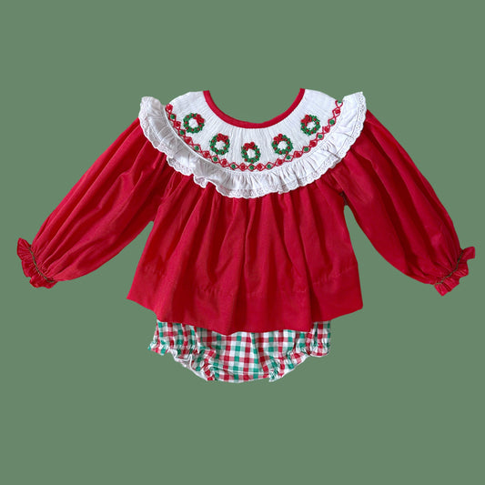 Classic Christmas Wreath Diaper Set