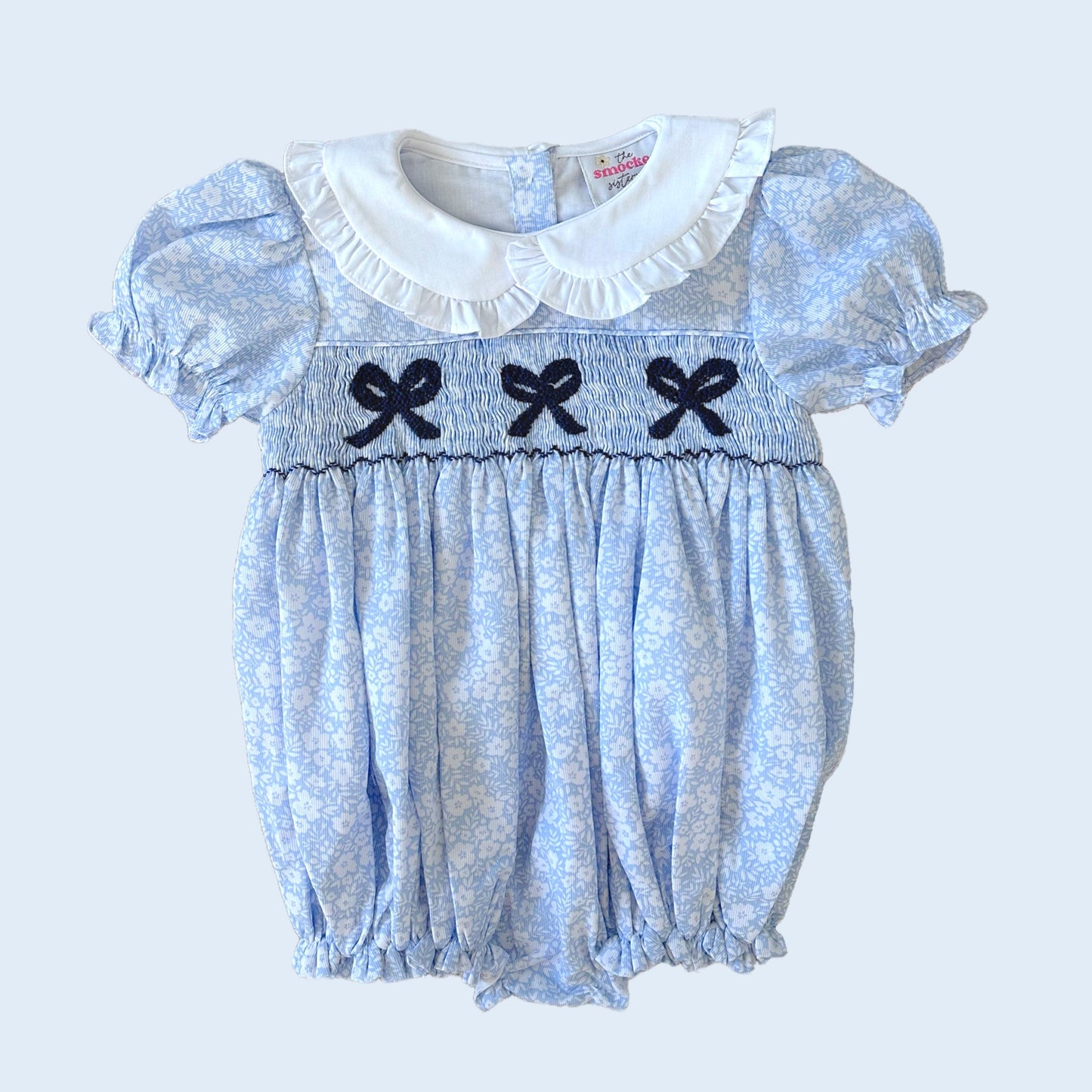 Heirloom Blue Floral Navy Bow Bubble