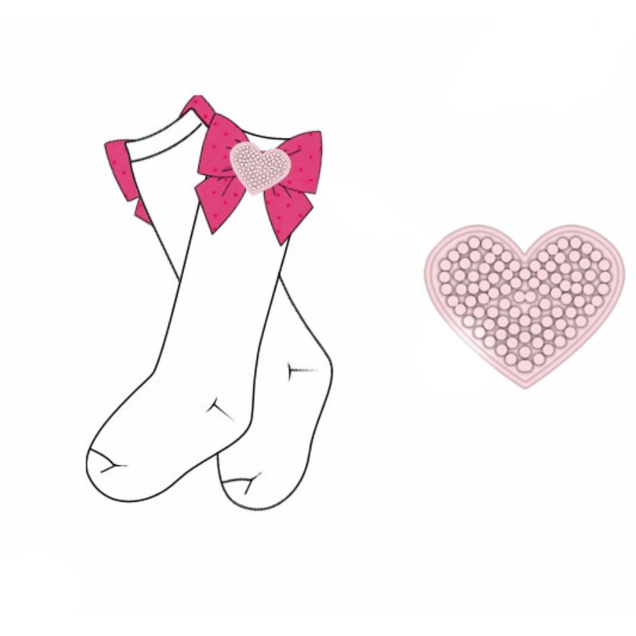 PREORDER: Hot Pink Beaded Bow Socks (December TAT)