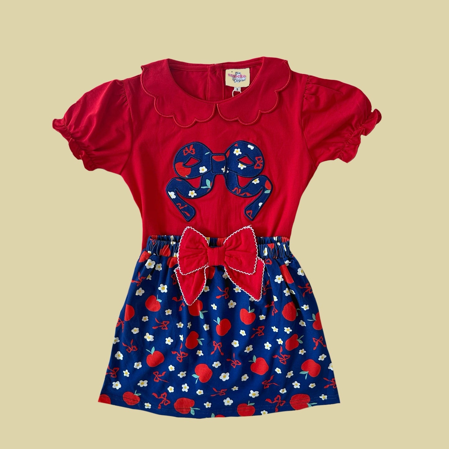 Back To School Apple & Bow Skort Set