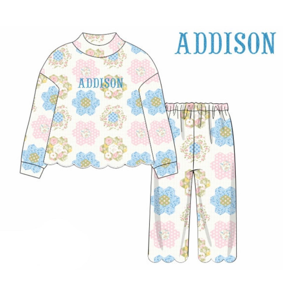 CUSTOM PREORDER: Addison's Patchwork Scalloped Pants Set (December TAT)