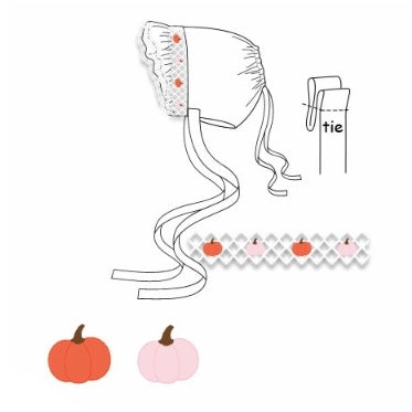 Girly Shadow Embroidery Pumpkin Matching Bonnet