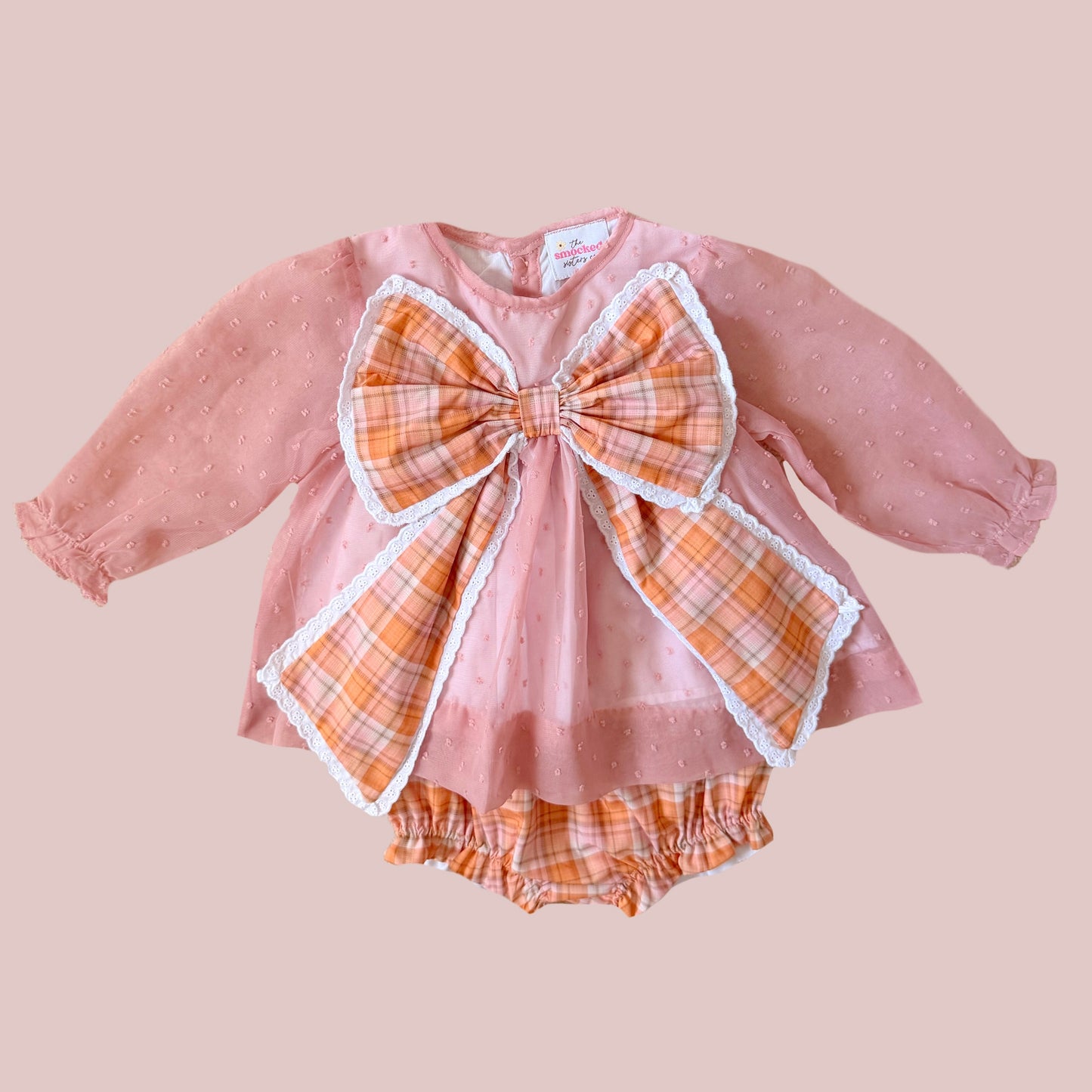 Girly Fall Plaid & Chiffon Diaper Set