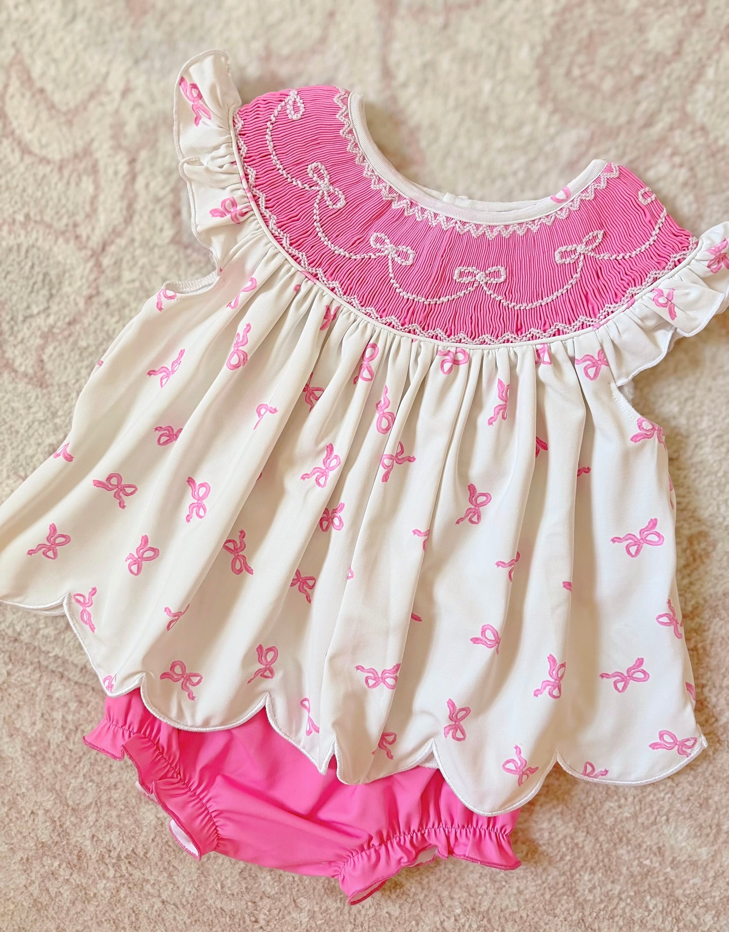 Hot Pink Bows Diaper Set
