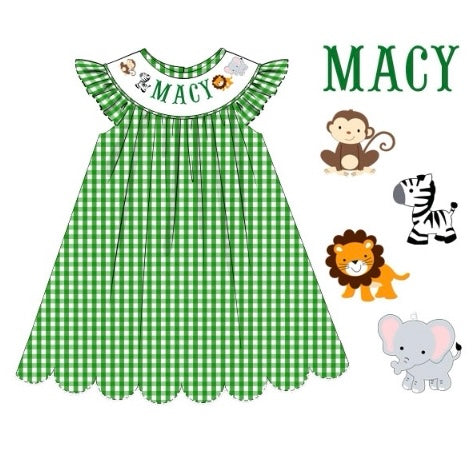 CUSTOM PREORDER: Custom Name Zoo Animals Dress