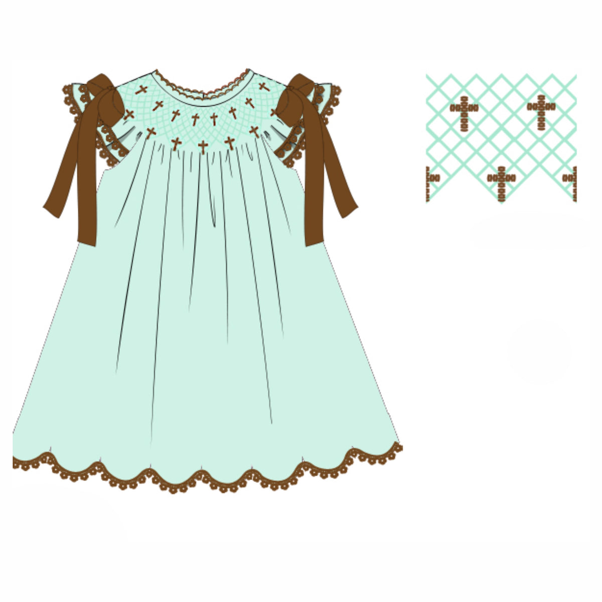 PREORDER: Mint Bullion Stitch Dress (February TAT)