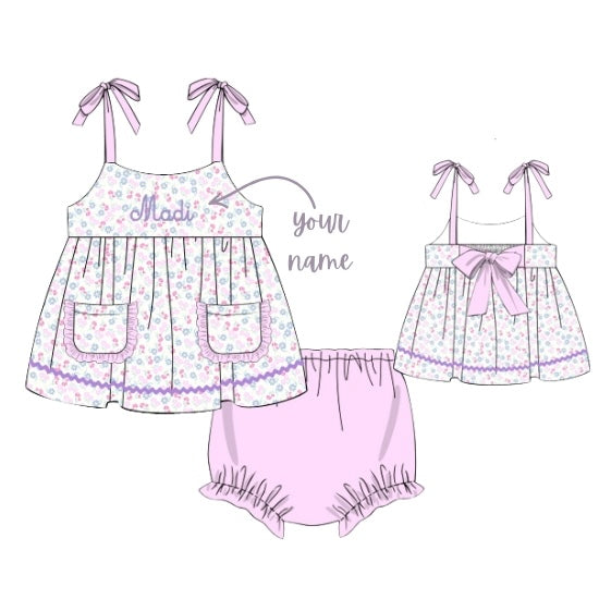 CUSTOM PREORDER: Doodle Blooms Diaper Set (June TAT)