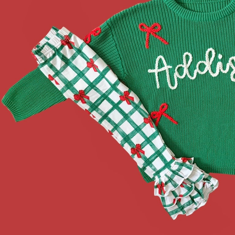 PREORDER: Matching Christmas Bow Ruffle Leggings - LEGGINGS ONLY (November TAT)