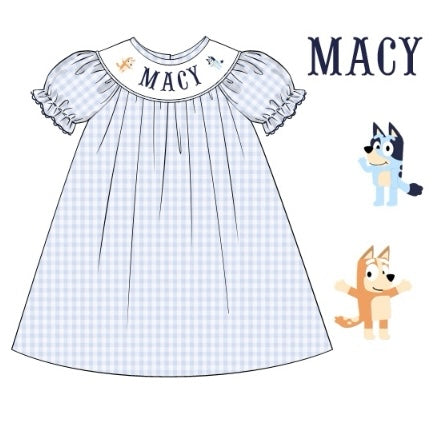 CUSTOM PREORDER: Custom Name Blue Dog Dress