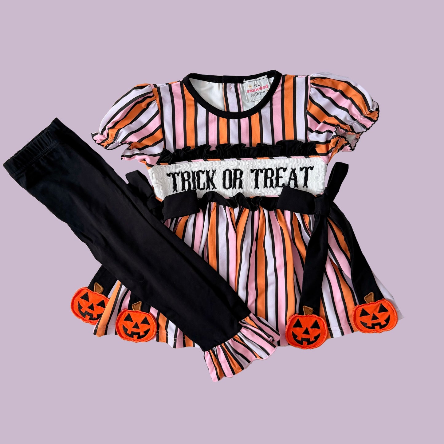 Trick Or Treat Spooky Stripes & Pumpkins Pants Set