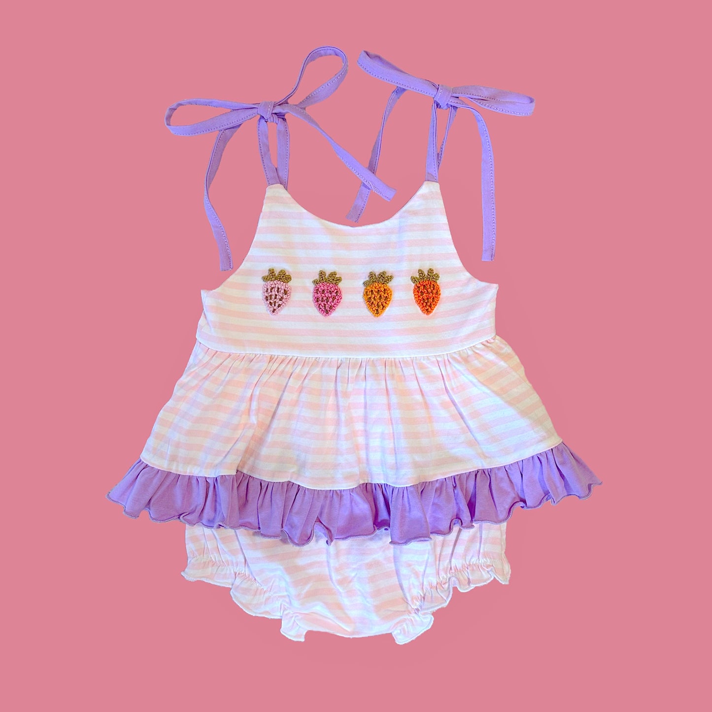 French Knot Strawberry Diaper Set