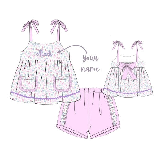 CUSTOM PREORDER: Doodle Blooms Shorts Set (June TAT)