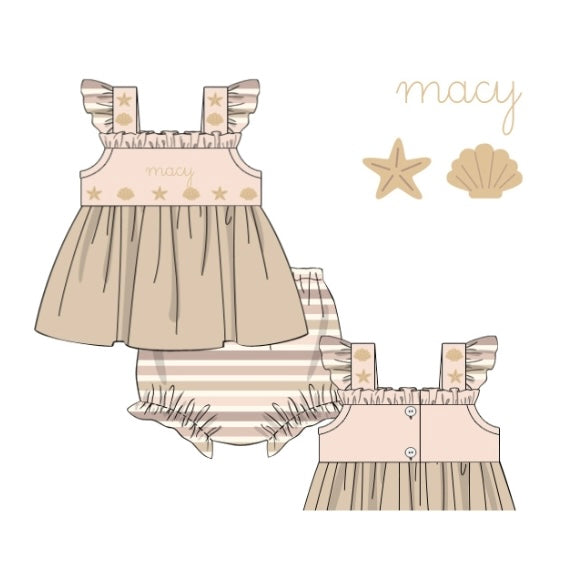 CUSTOM PREORDER: Seashell & Stripes Diaper Set (May TAT)