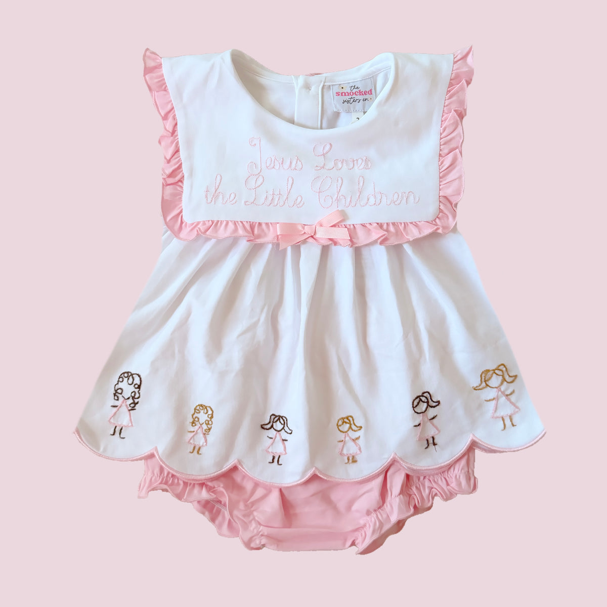 PREORDER: Jesus Loves the Little Children Shadow Embroidery Diaper Set (February TAT)