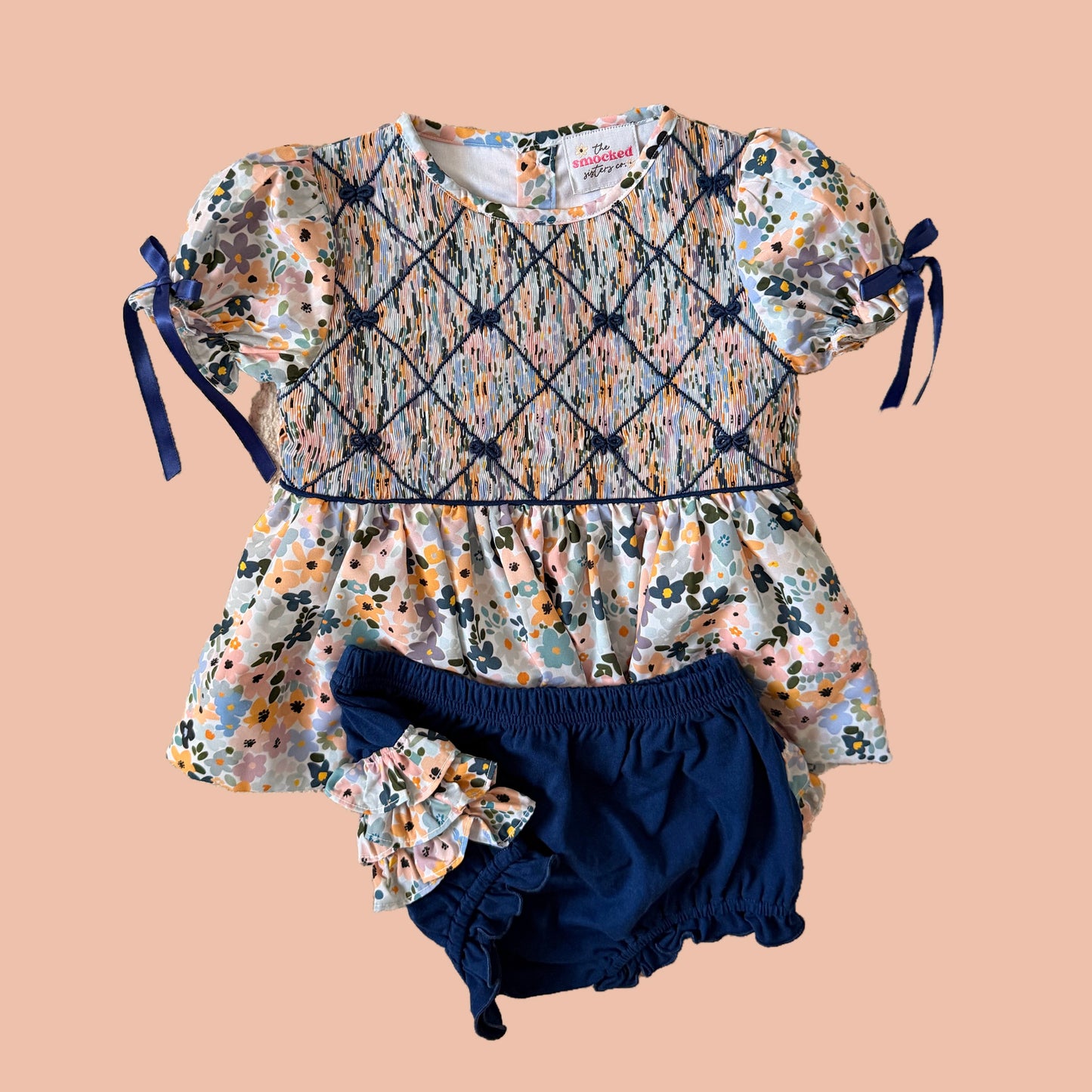 Fall Navy Blooms Diaper Set