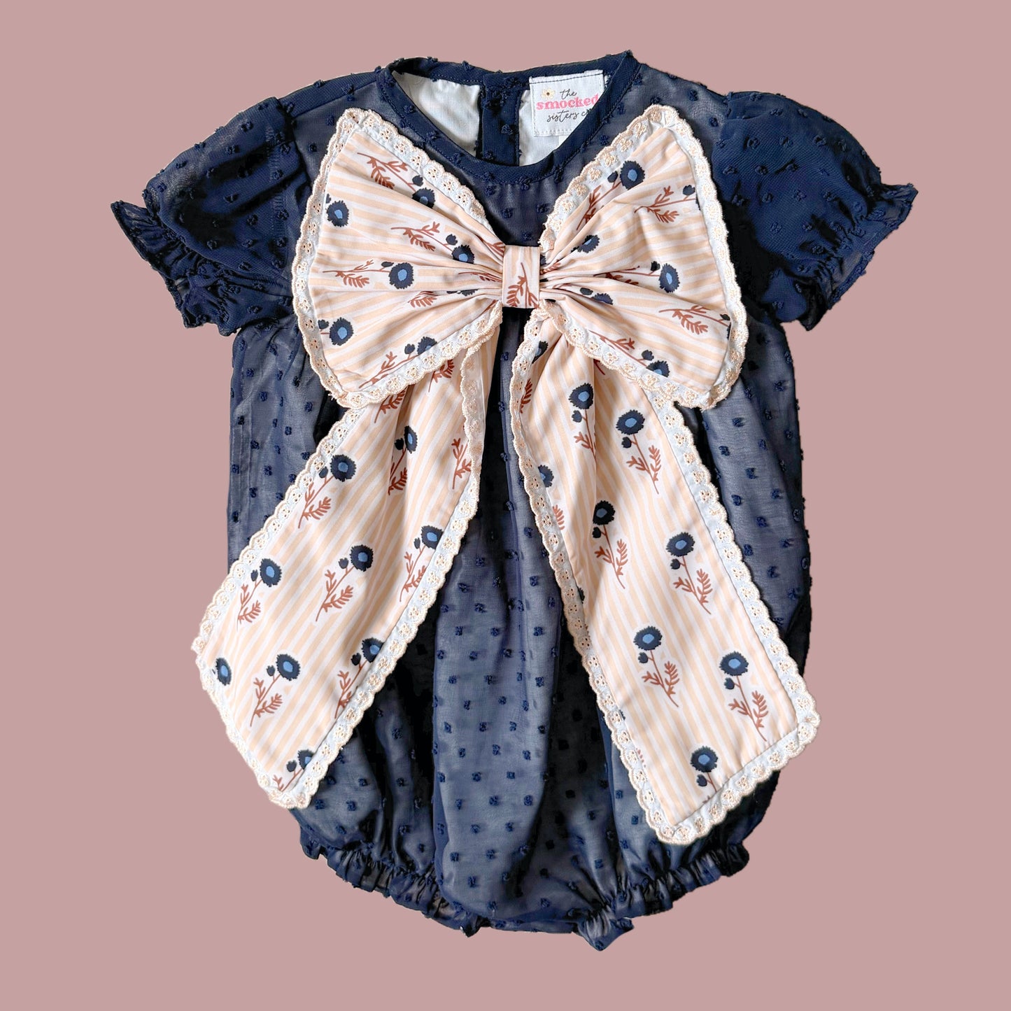 Navy Chiffon Large Bow Bubble