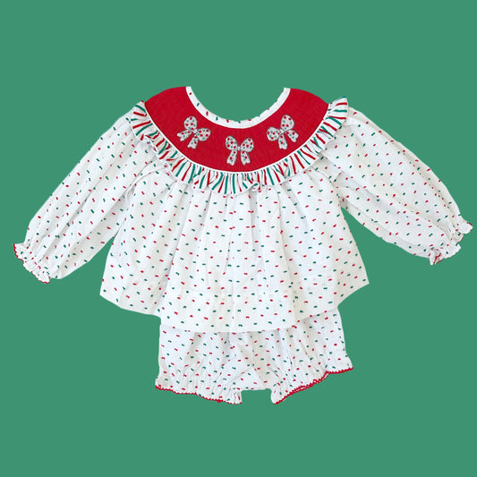 Christmas Bows Diaper Set