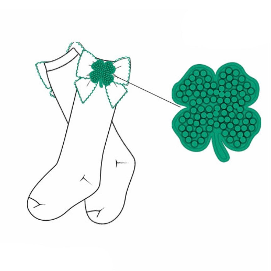 PREORDER: Beaded Shamrock Bow Socks (January TAT)