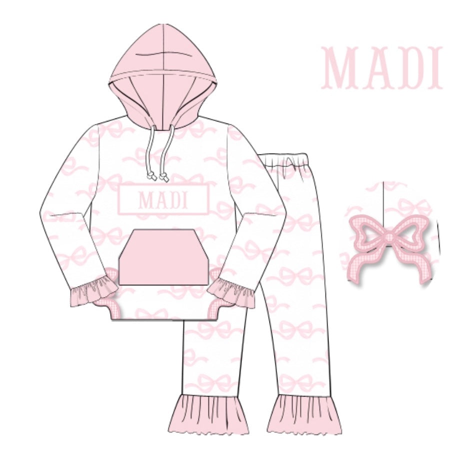 CUSTOM PREORDER: Madi’s Bows Hoodie Set (December TAT)