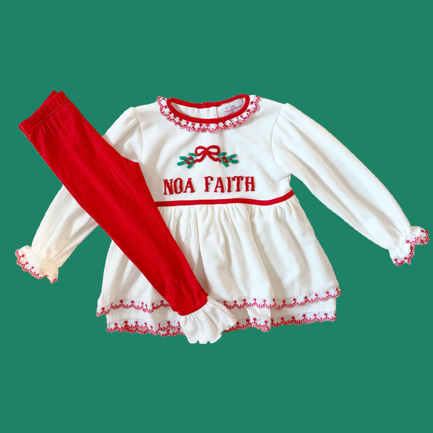CUSTOM PREORDER: Christmas French Knot Name Legging Set (November TAT)