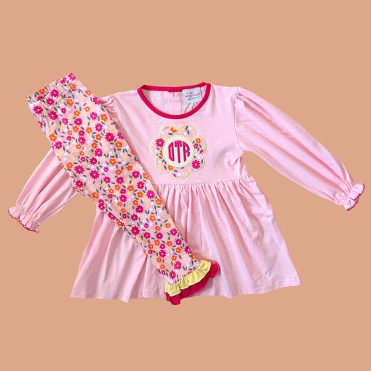 CUSTOM PREORDER: Flower Monogram Legging Set (December TAT)
