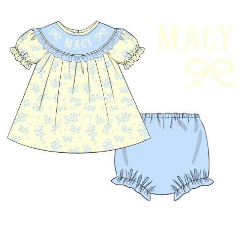 CUSTOM PREORDER: Custom Name Fancy Floral Diaper Set