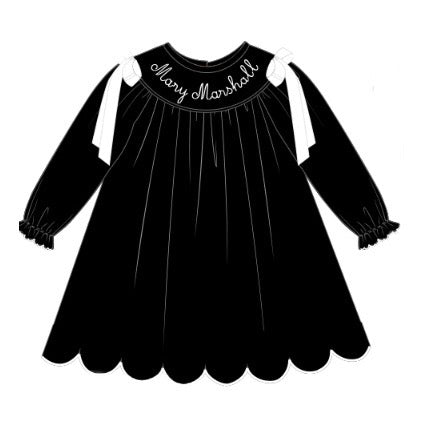 CUSTOM PREORDER: Custom Pearl Name Black Satin Dress (November TAT)