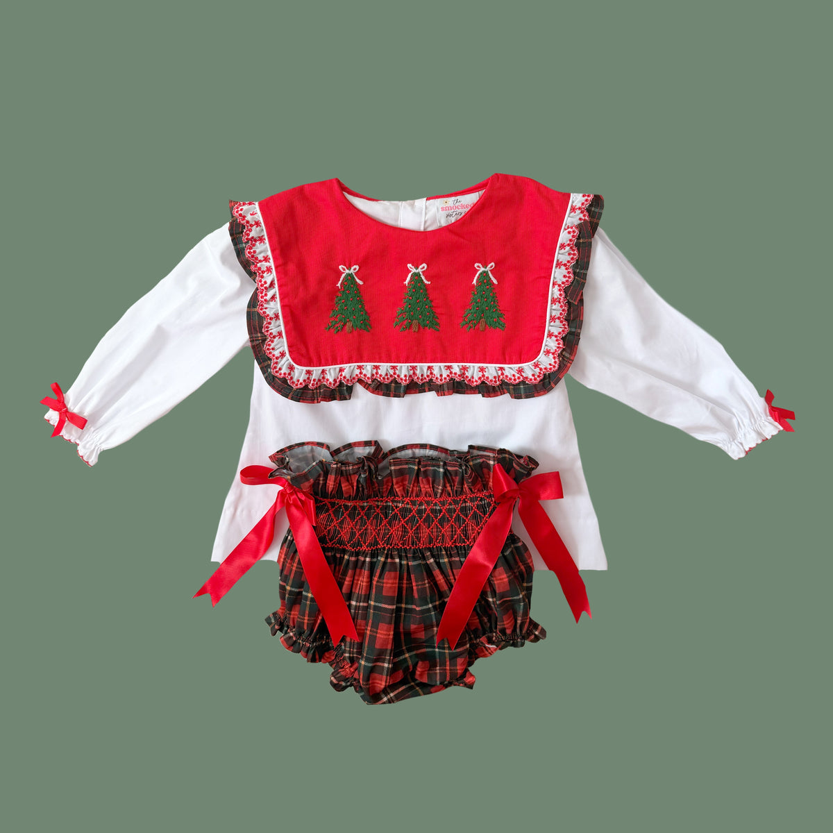 Charlotte's Christmas Plaid Bib Diaper Set