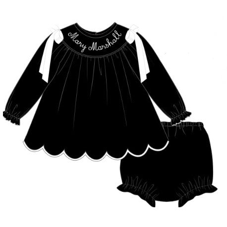 CUSTOM PREORDER: Custom Pearl Name Black Satin Diaper Set (November TAT)