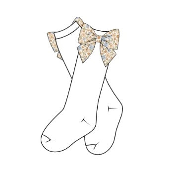 Dusty Fall Blossom Bow Socks