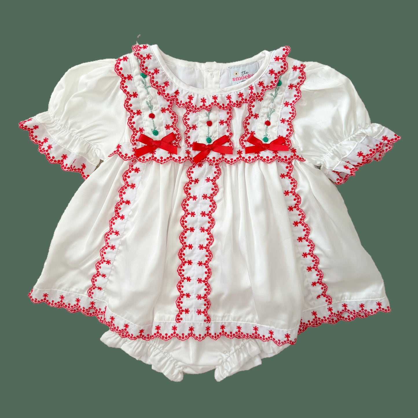 Vintage Christmas Satin Heirloom Diaper Set