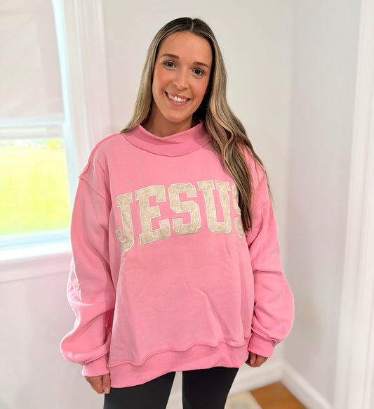 Pink Camo Jesus Mockneck