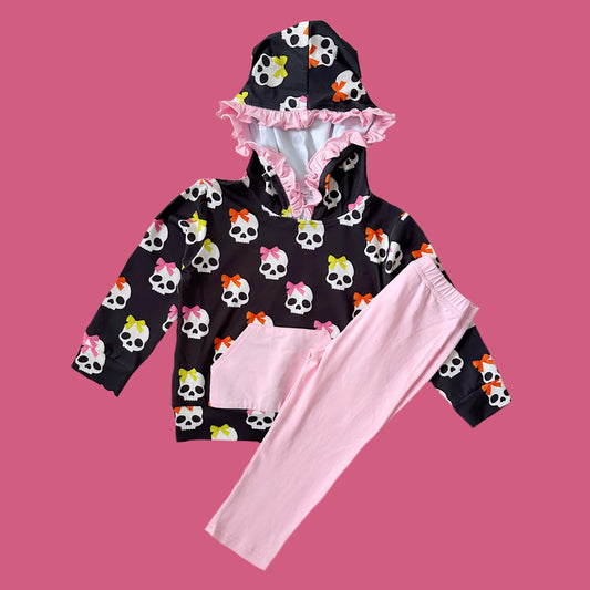 Spooky Skulls Ruffle Hoodie & Legging Set