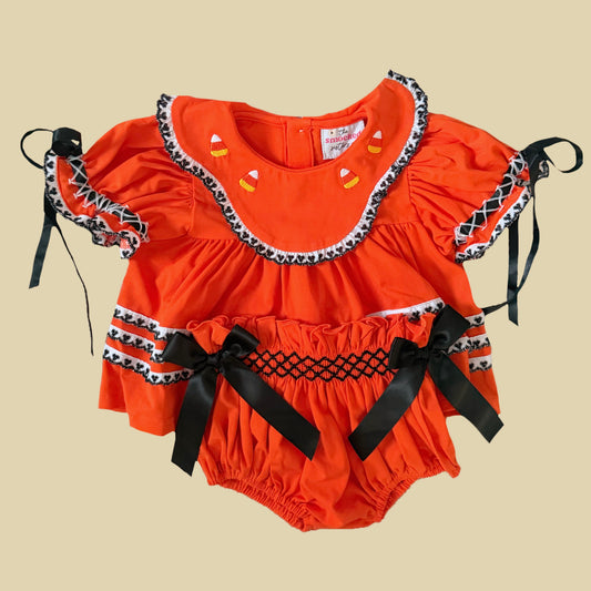 Candy Corn Spooky Heirloom Diaper Set