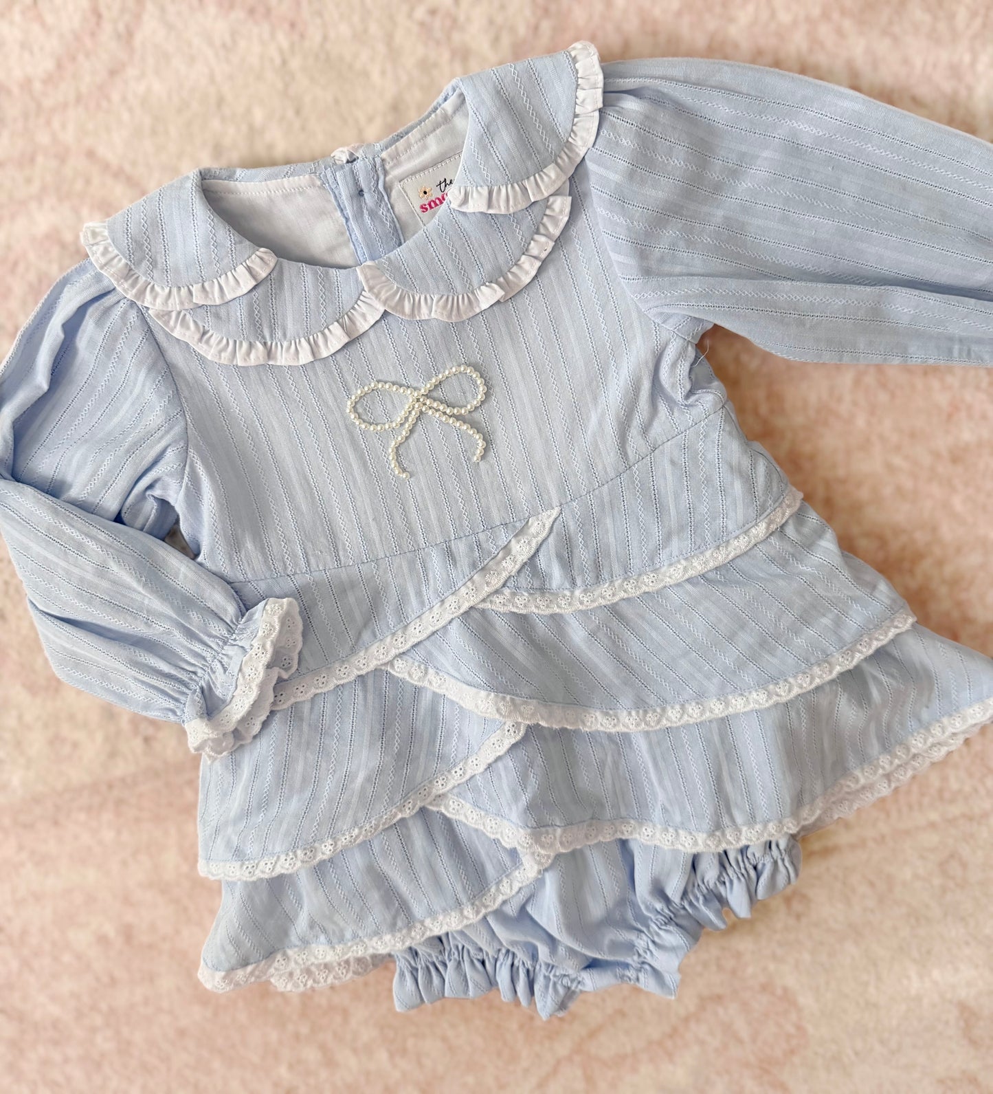 PREORDER: Hazel’s Blue Linen Heirloom Skirted Bubble (December TAT)