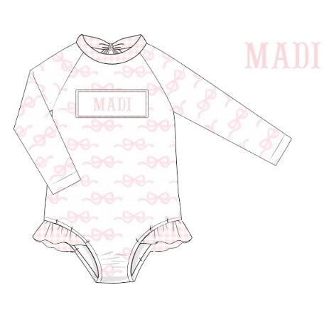 CUSTOM PREORDER: Custom Name Sweetheart Bows Swimsuit