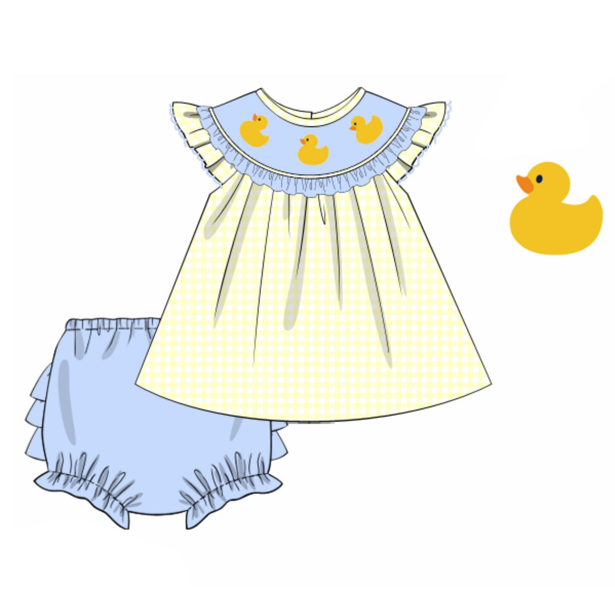 PREORDER: Beaded Duck Diaper Set (February TAT)