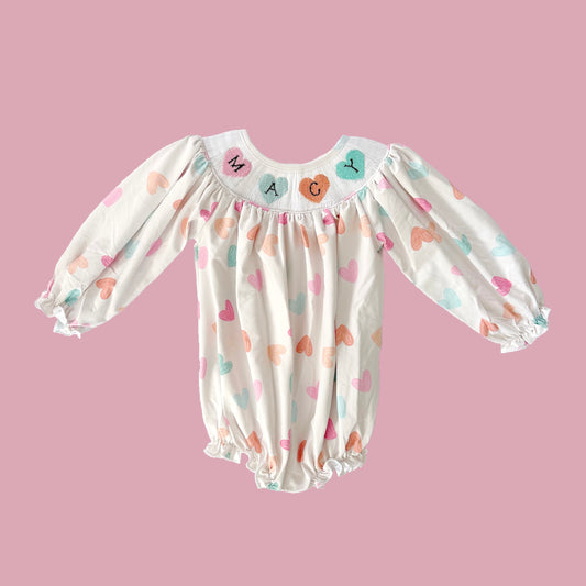 CUSTOM PREORDER: Pastel Heart Custom Name Smock